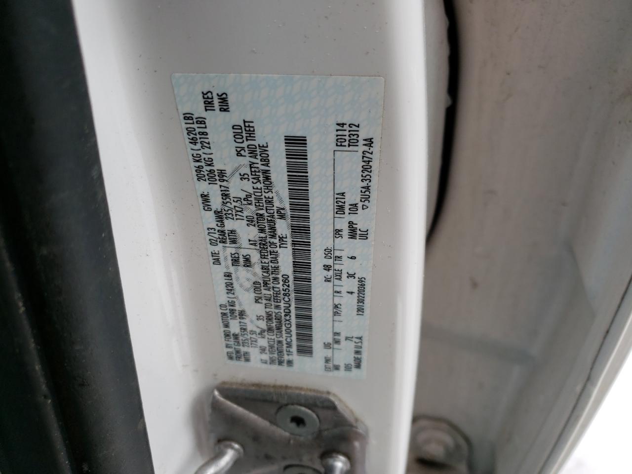 Photo 10 from auction – 2013 FORD ESCAPE SE with VIN 1FMCU0GX3DUC85260