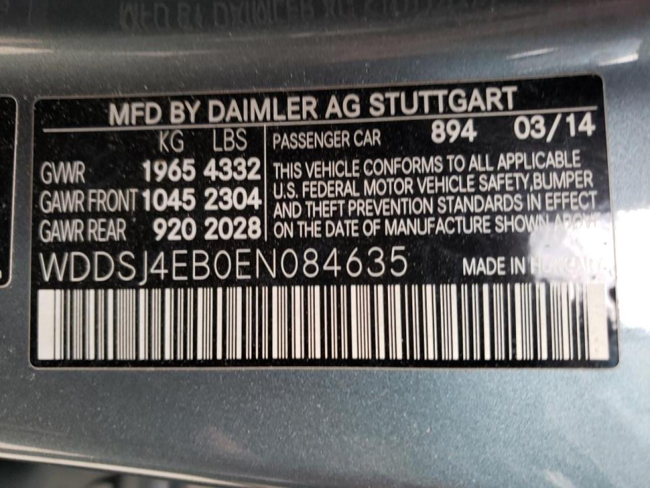 Photo 10 from auction – 2014 MERCEDES-BENZ CLA 250 with VIN WDDSJ4EB0EN084635