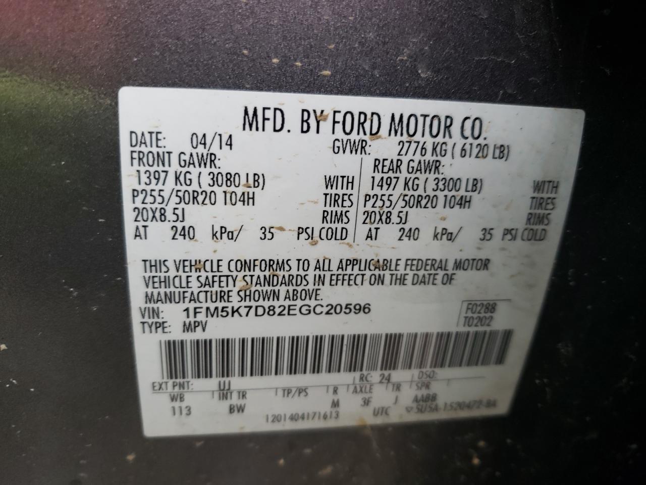 Photo 10 from auction – 2014 FORD EXPLORER X with VIN 1FM5K7D82EGC20596