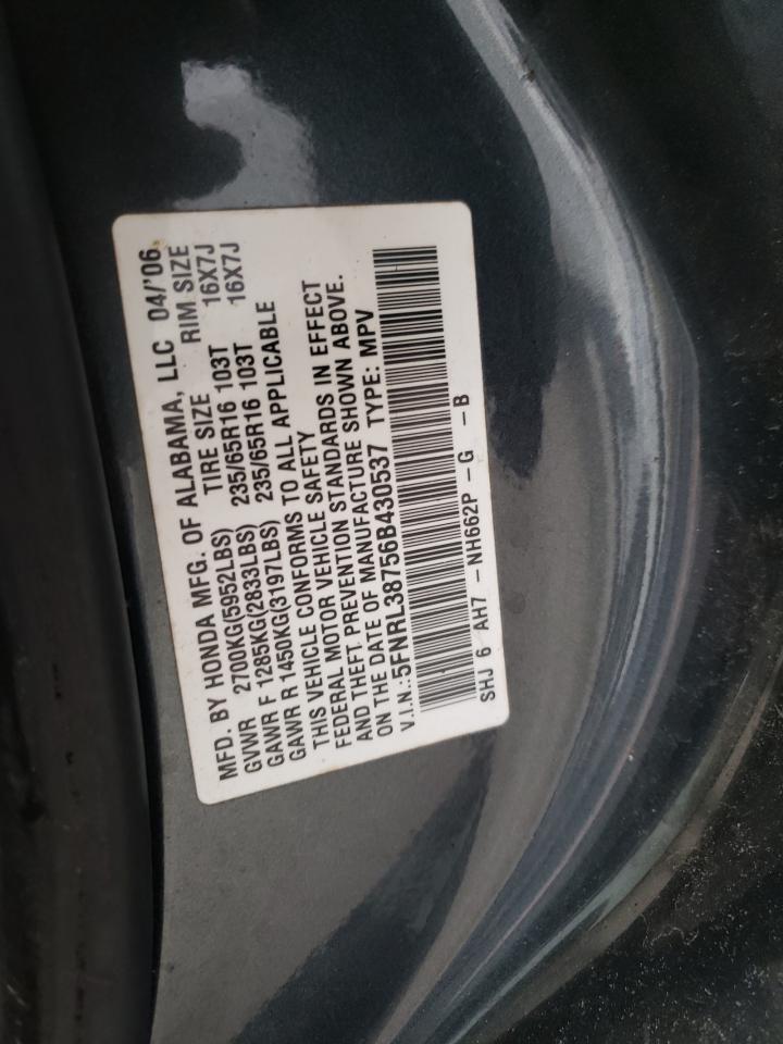 Photo 10 from auction – 2006 HONDA ODYSSEY EX with VIN 5FNRL38756B430537