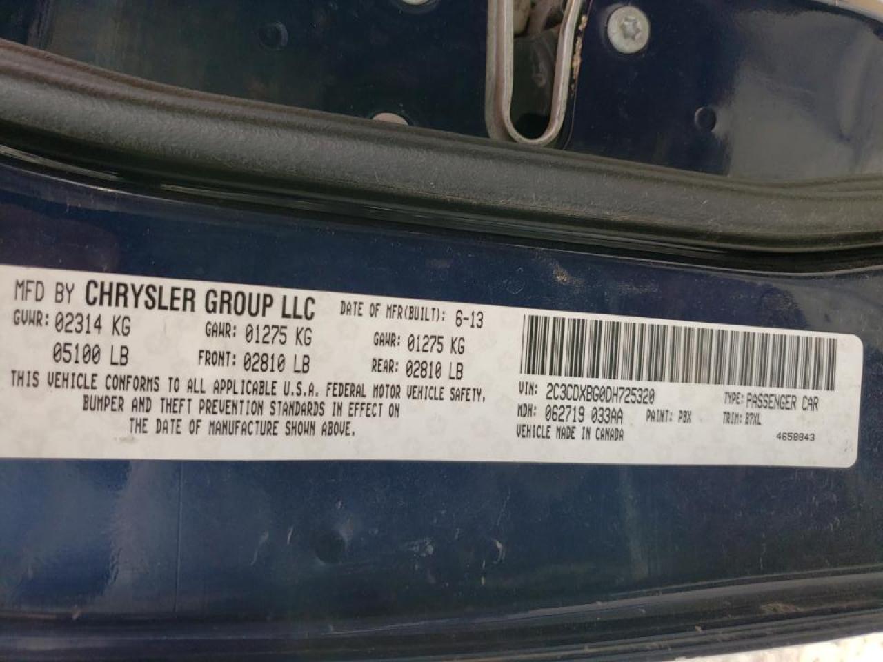 Photo 10 from auction – 2013 DODGE CHARGER SE with VIN 2C3CDXBG0DH725320