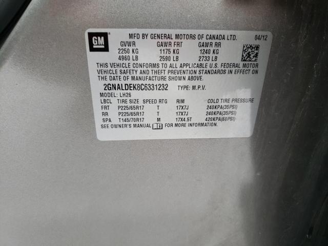 Photo 10 from auction – 2012 CHEVROLET EQUINOX LT with VIN 2GNALDEK8C6331232