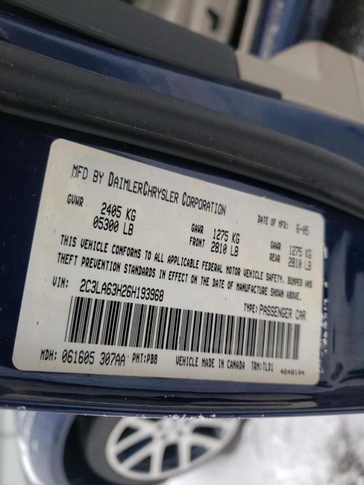 Photo 10 from auction – 2006 CHRYSLER 300C with VIN 2C3LA63H26H193968