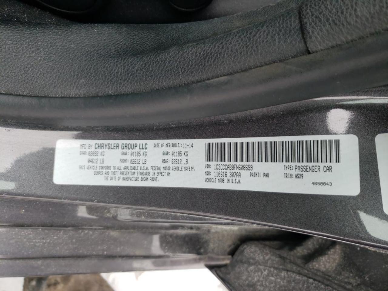 Photo 10 from auction – 2015 CHRYSLER 200 LIMITE with VIN 1C3CCCAB8FN608659