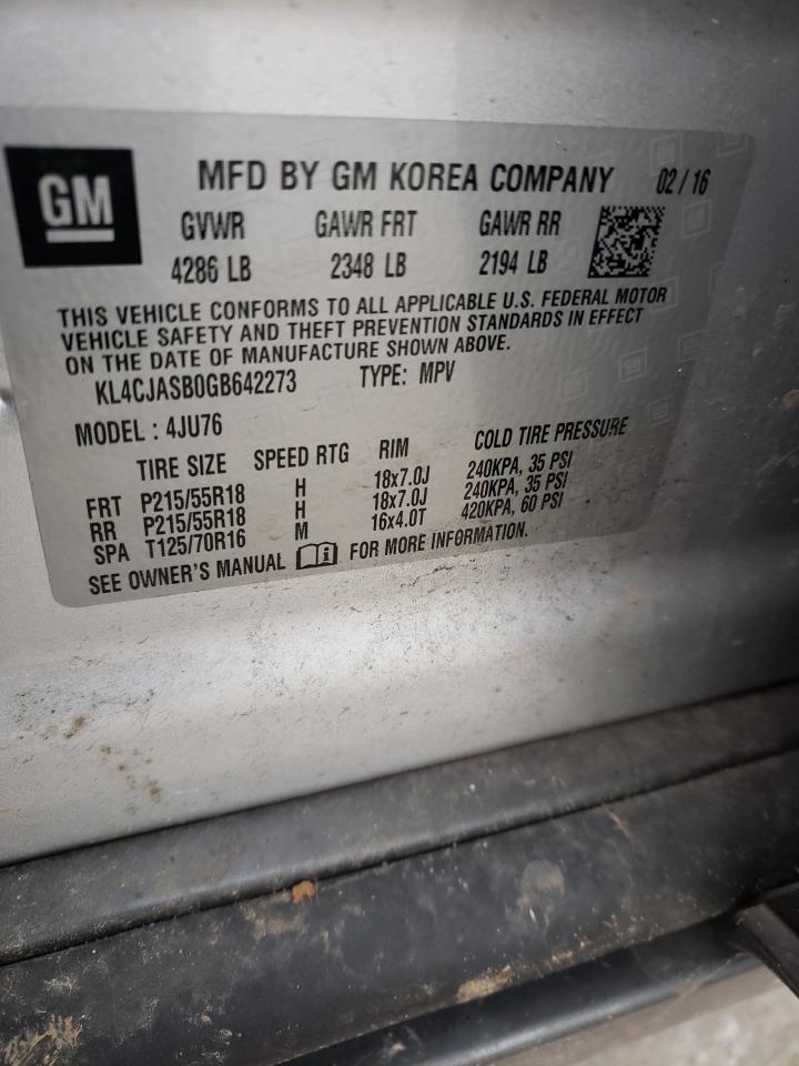 Photo 10 from auction – 2016 BUICK ENCORE with VIN KL4CJASB0GB642273