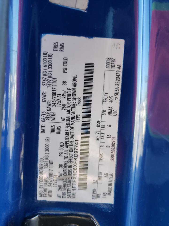 Photo 10 from auction – 2015 FORD F150 SUPER with VIN 1FTEX1C8XFKD97741