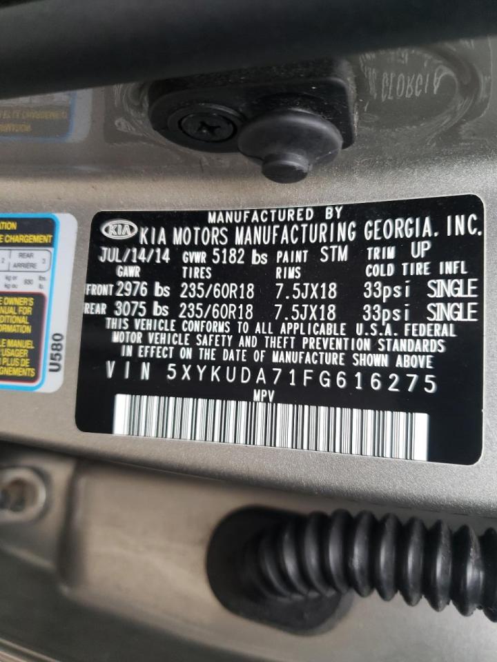 Photo 10 from auction – 2015 KIA SORENTO EX with VIN 5XYKUDA71FG616275