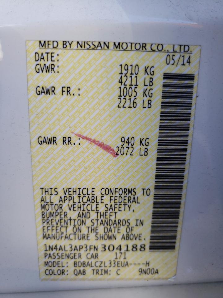 Photo 10 from auction – 2015 NISSAN ALTIMA 2.5 with VIN 1N4AL3AP3FN304188