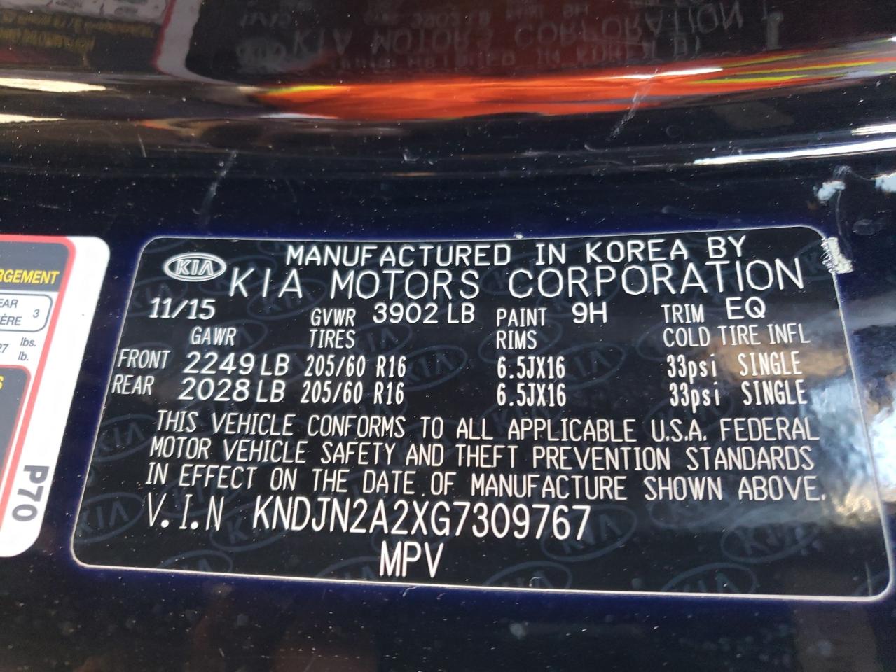 Foto 10 de la subasta – 2016 KIA SOUL con VIN KNDJN2A2XG7309767
