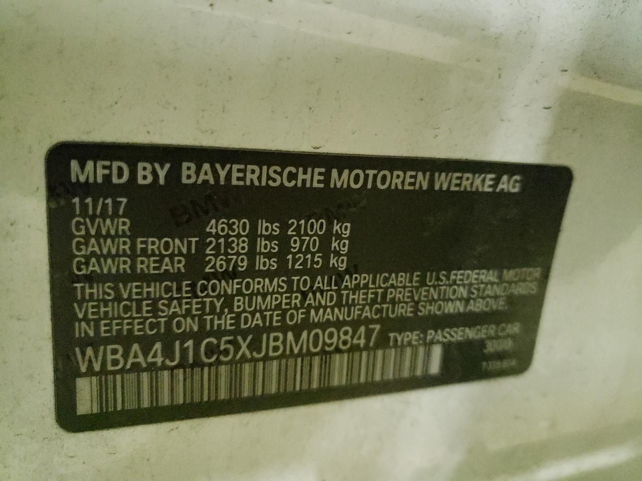 Photo 10 from auction – 2018 BMW 430I GRAN with VIN WBA4J1C5XJBM09847