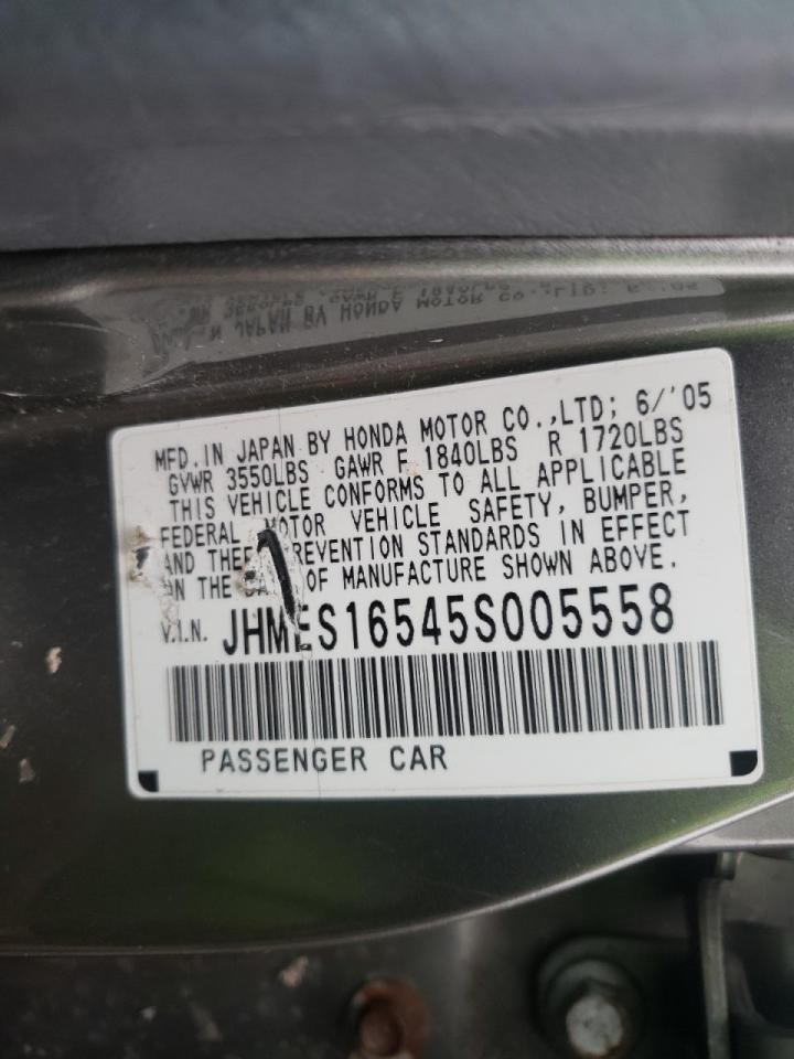 Photo 10 from auction – 2005 HONDA CIVIC with VIN JHMES16545S005558