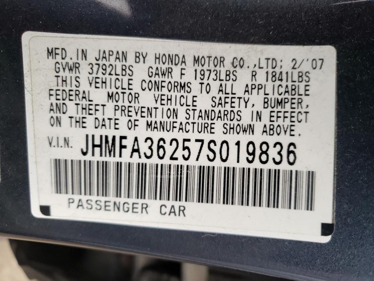 Photo 10 from auction – 2007 HONDA CIVIC HYBR with VIN JHMFA36257S019836