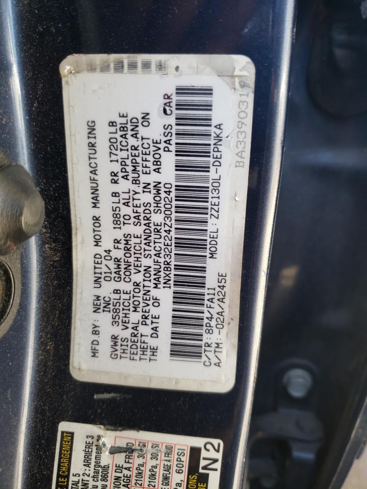 Photo 10 from auction – 2004 TOYOTA COROLLA CE with VIN 1NXBR32E24Z300240