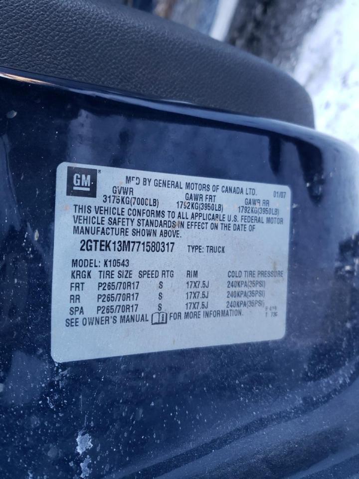 Photo 10 from auction – 2007 GMC NEW SIERRA with VIN 2GTEK13M771580317