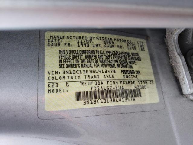 Photo 10 from auction – 2008 NISSAN VERSA S with VIN 3N1BC13E38L413478