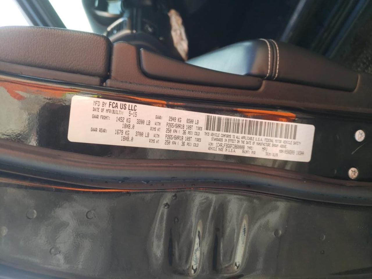 Photo 10 from auction – 2015 JEEP GRAND CHER with VIN 1C4RJFBG6FC860008