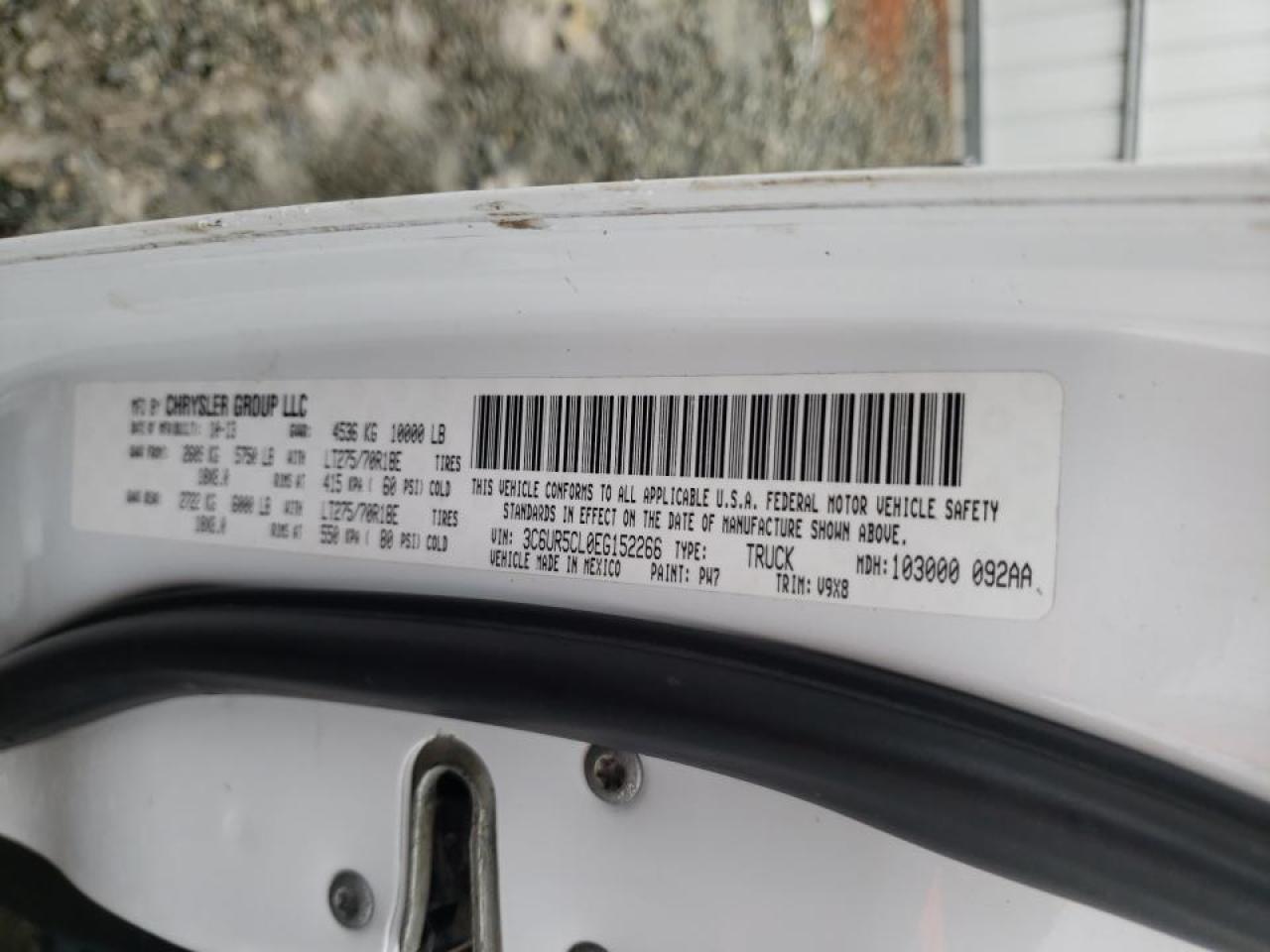 Photo 10 from auction – 2014 RAM 2500 ST with VIN 3C6UR5CL0EG152266