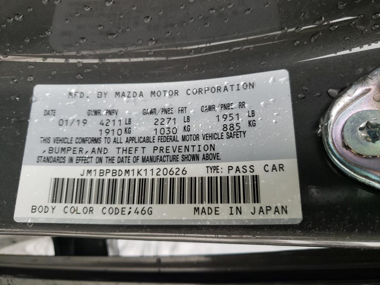 صورة رقم 10 من المزاد - 2019 MAZDA 3 PREFERRE مع VIN JM1BPBDM1K1120626