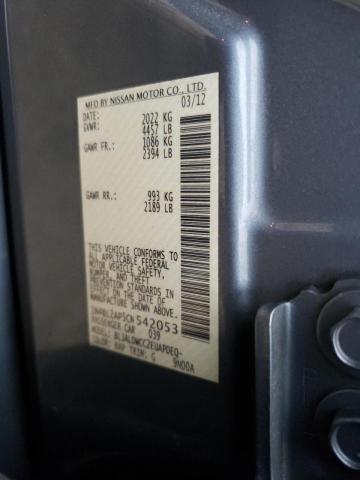 Photo 10 from auction – 2012 NISSAN ALTIMA SR with VIN 1N4BL2AP5CN542053