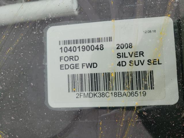 Photo 10 from auction – 2008 FORD EDGE SEL with VIN 2FMDK38C18BA06519
