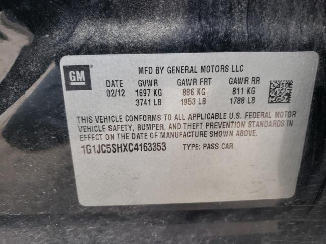 Photo 10 from auction – 2012 CHEVROLET SONIC LT with VIN 1G1JC5SHXC4163353