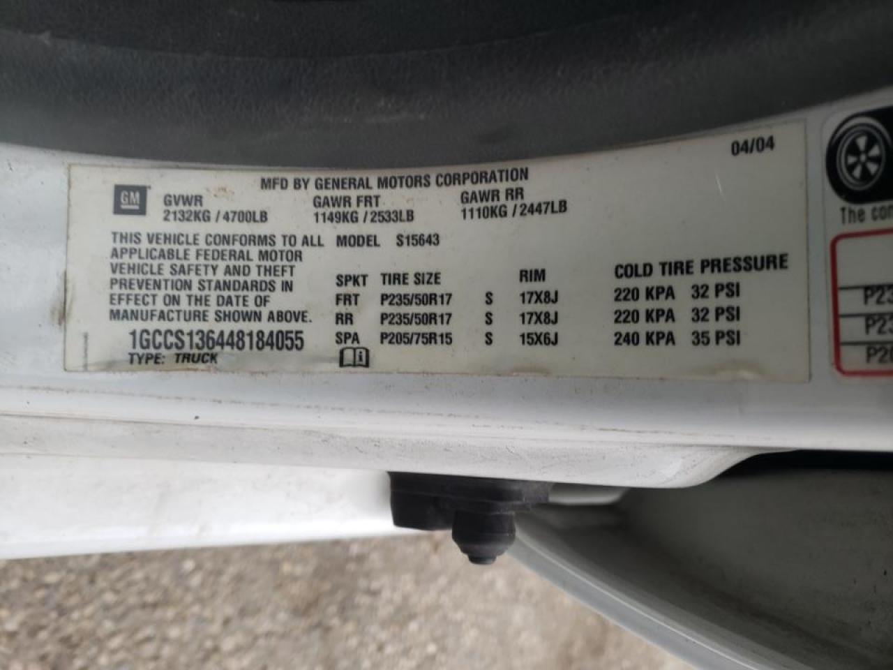 Photo 10 from auction – 2004 CHEVROLET COLORADO with VIN 1GCCS136448184055