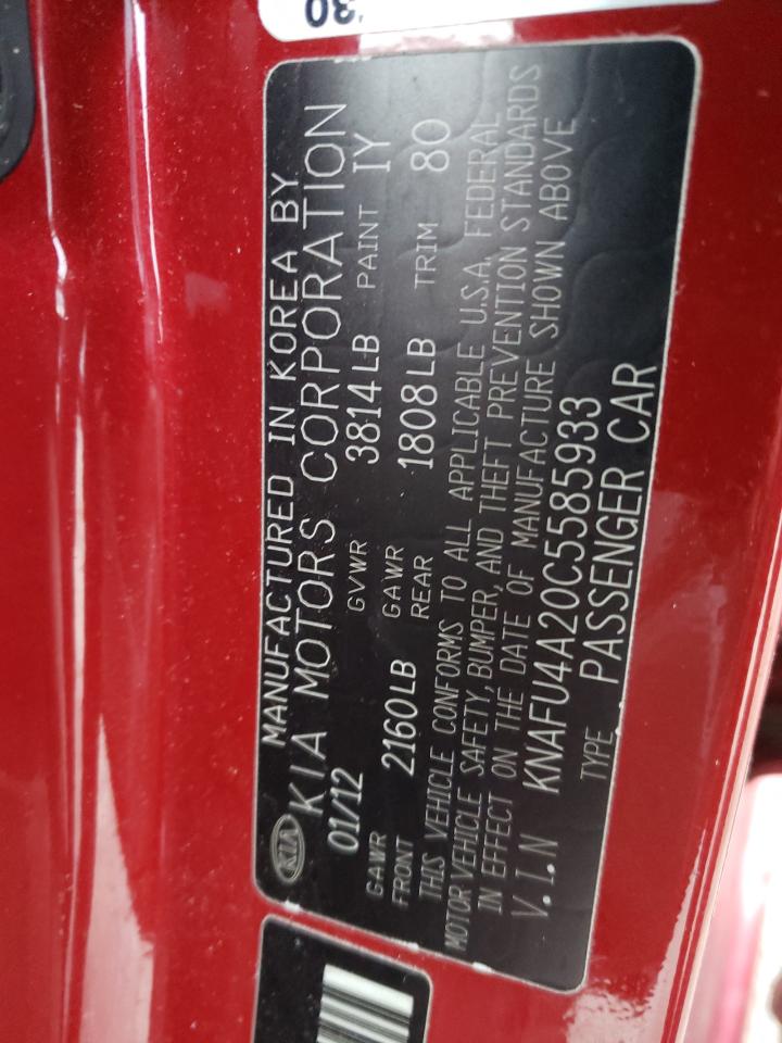 Photo 10 from auction – 2012 KIA FORTE EX with VIN KNAFU4A20C5585933