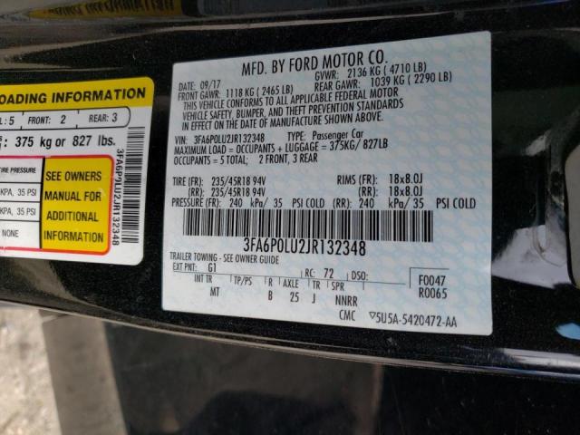 Photo 10 from auction – 2018 FORD FUSION SE with VIN 3FA6P0LU2JR132348