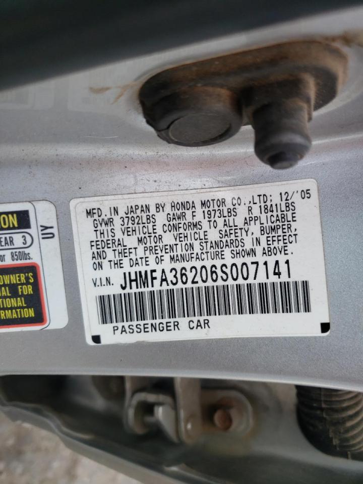 Photo 10 from auction – 2006 HONDA CIVIC HYBR with VIN JHMFA36206S007141