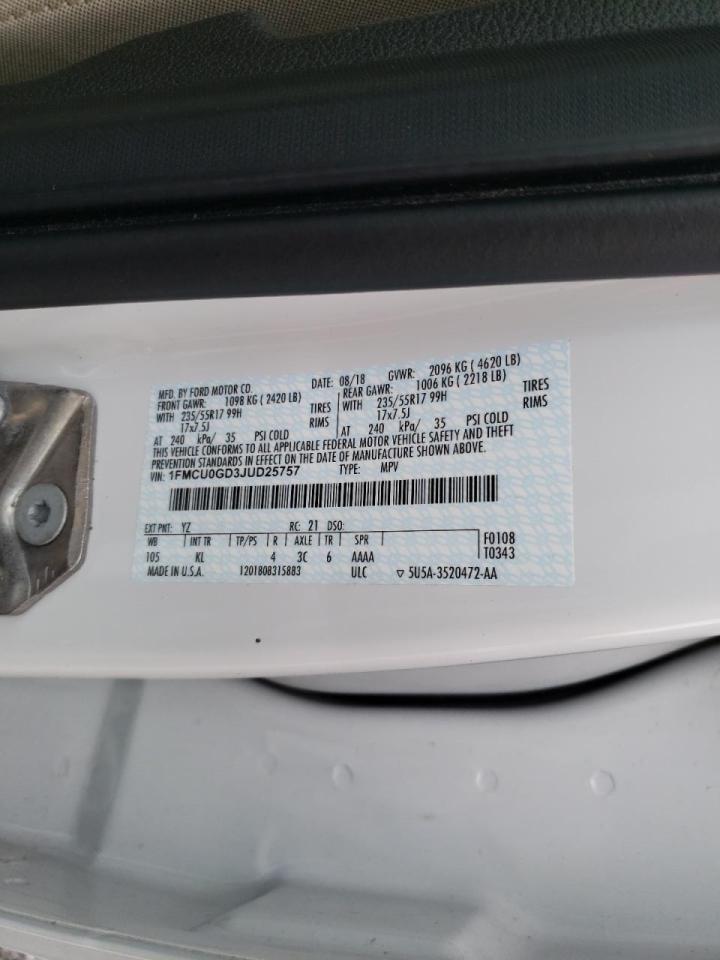 Photo 10 from auction – 2018 FORD ESCAPE SE with VIN 1FMCU0GD3JUD25757