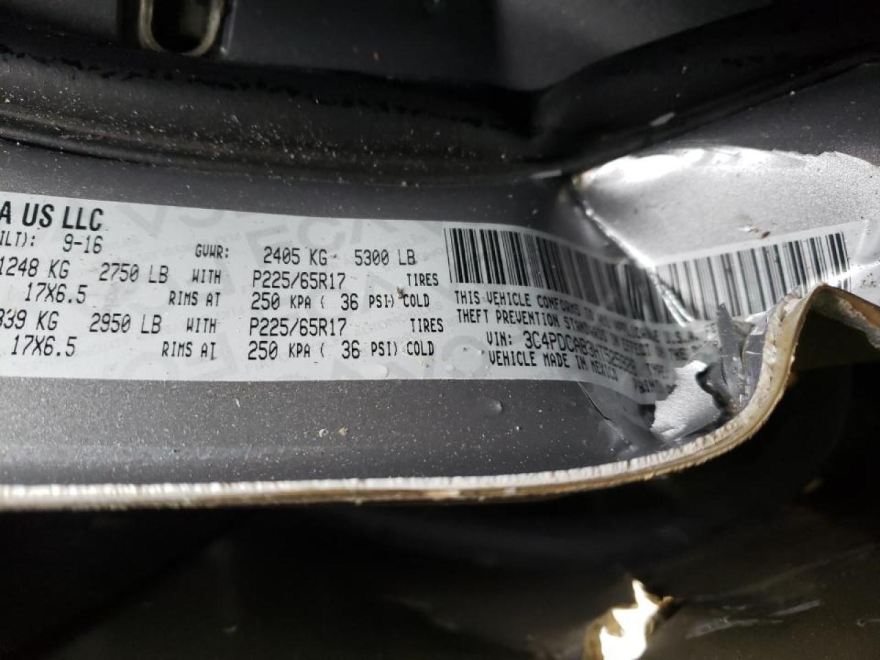 Photo 10 from auction – 2017 DODGE JOURNEY SE with VIN 3C4PDCAB3HT525928