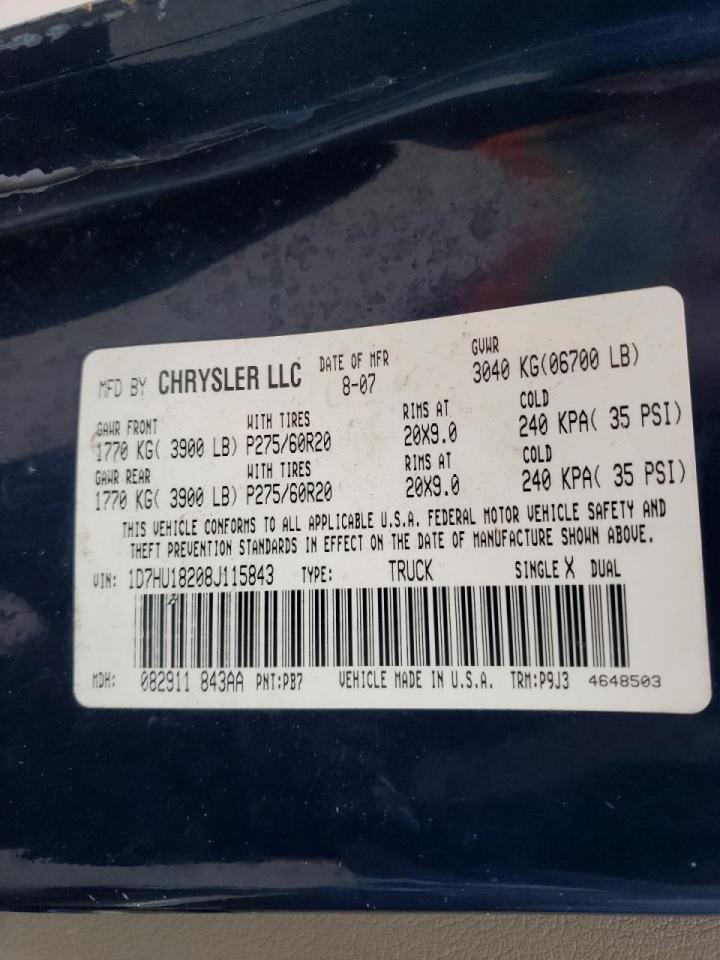 Photo 10 from auction – 2008 DODGE RAM 1500 S with VIN 1D7HU18208J115843