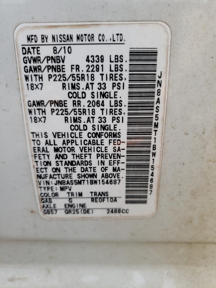 Photo 10 from auction – 2011 NISSAN ROGUE S with VIN JN8AS5MT1BW154687