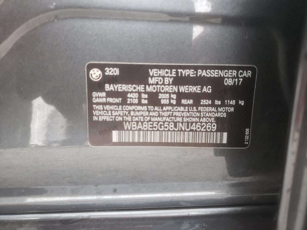 Photo 10 from auction – 2018 BMW 320 XI with VIN WBA8E5G58JNU46269