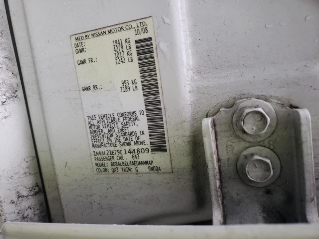 Photo 10 from auction – 2009 NISSAN ALTIMA 2.5 with VIN 1N4AL21E79C144809