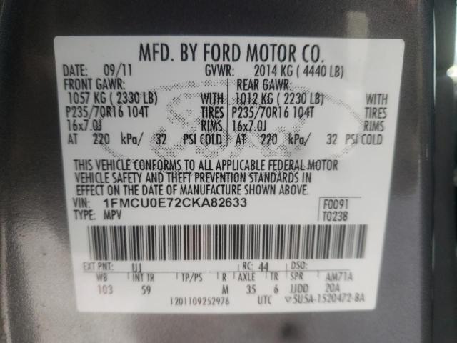 Photo 10 from auction – 2012 FORD ESCAPE LIM with VIN 1FMCU0E72CKA82633