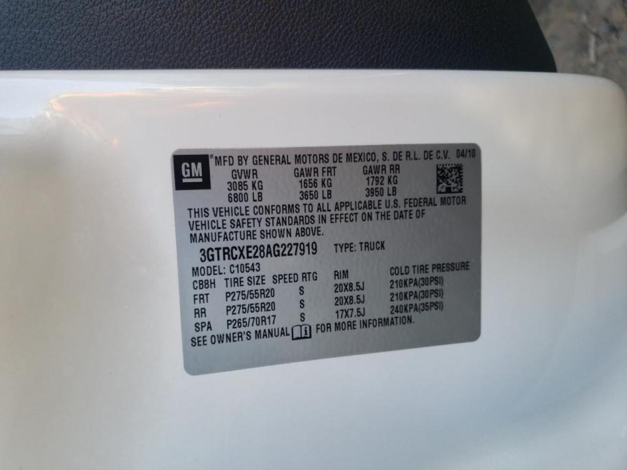 Photo 10 from auction – 2010 GMC SIERRA C15 with VIN 3GTRCXE28AG227919