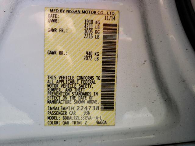 Photo 10 from auction – 2015 NISSAN ALTIMA 2.5 with VIN 1N4AL3AP1FC224738