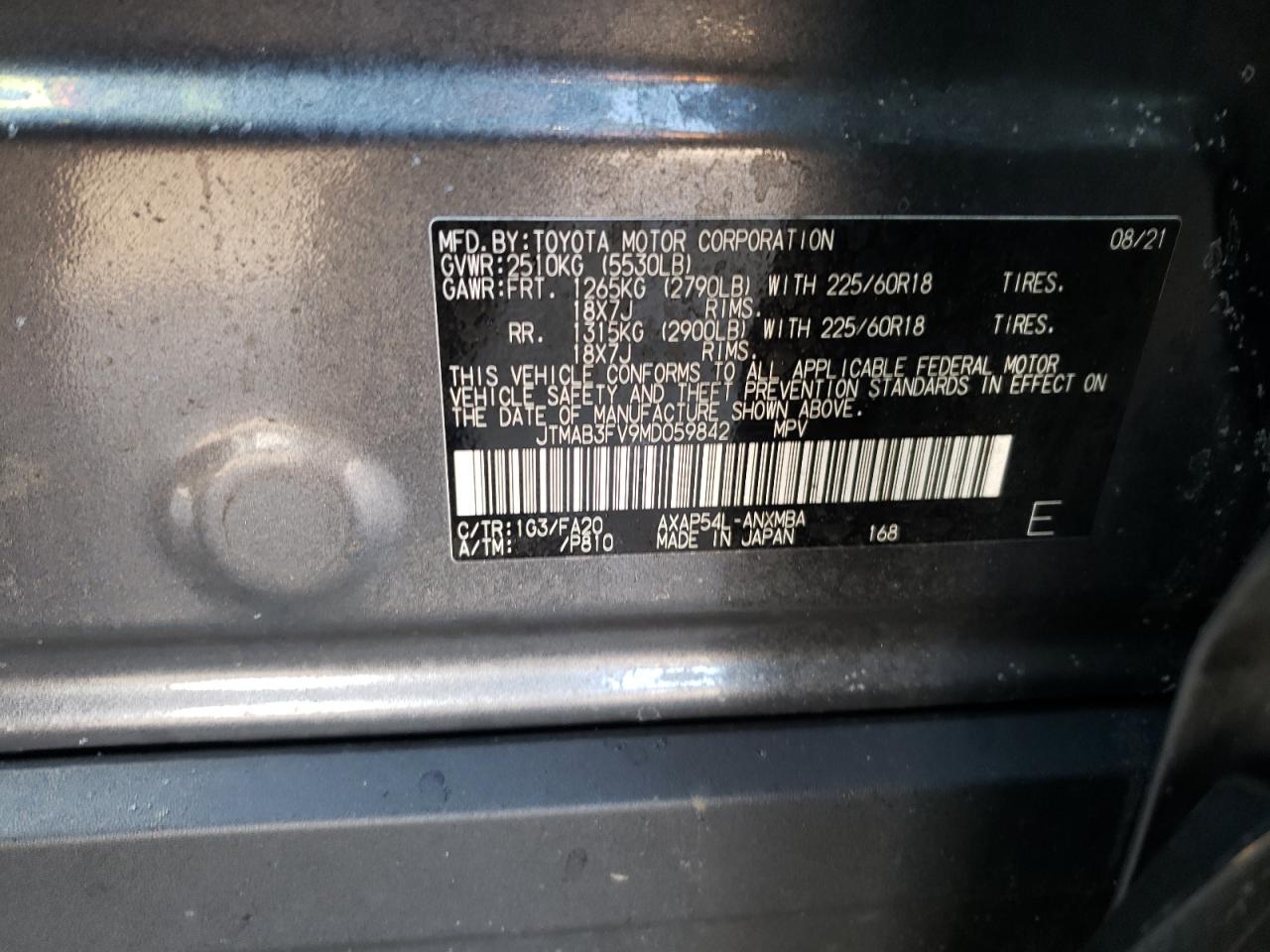 Photo 10 from auction – 2021 TOYOTA RAV4 PRIME with VIN JTMAB3FV9MD059842