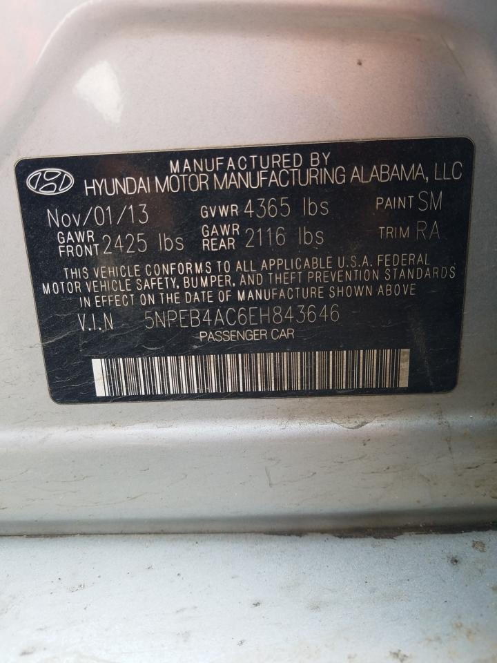 Photo 10 from auction – 2014 HYUNDAI SONATA GLS with VIN 5NPEB4AC6EH843646