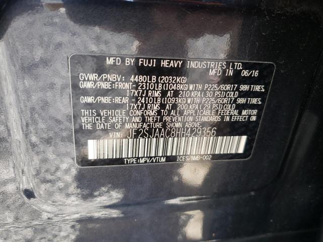 Photo 10 from auction – 2017 SUBARU FORESTER 2 with VIN JF2SJAAC8HH429356