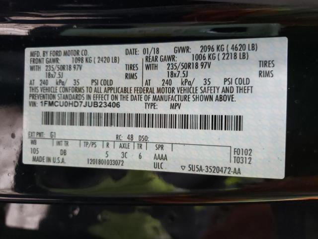 Photo 10 from auction – 2018 FORD ESCAPE SEL with VIN 1FMCU0HD7JUB23406