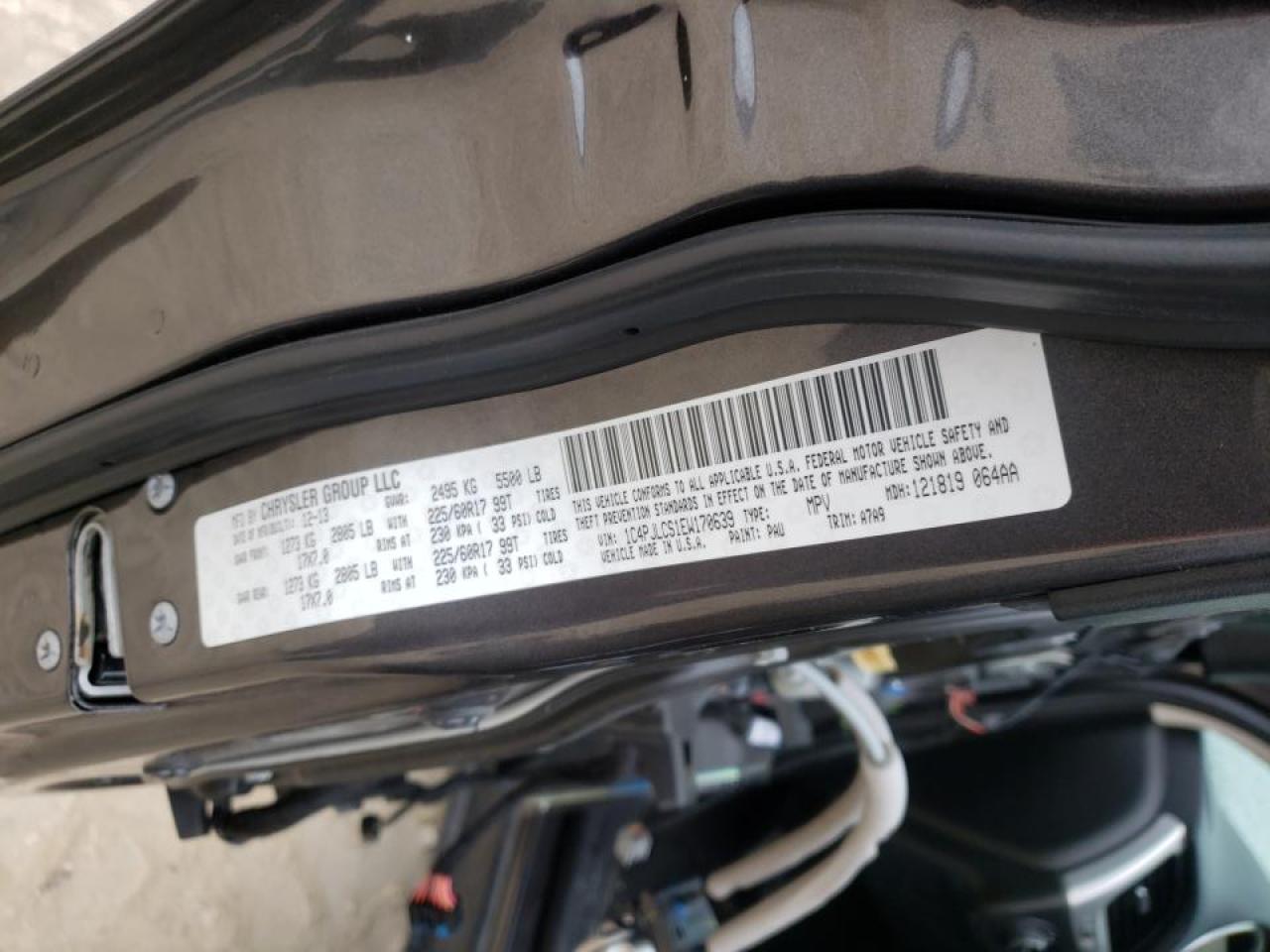 Photo 10 from auction – 2014 JEEP CHEROKEE L with VIN 1C4PJLCS1EW170639