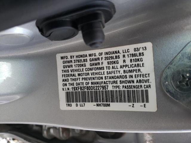 Photo 10 from auction – 2013 HONDA CIVIC EX with VIN 19XFB2F80DE227957