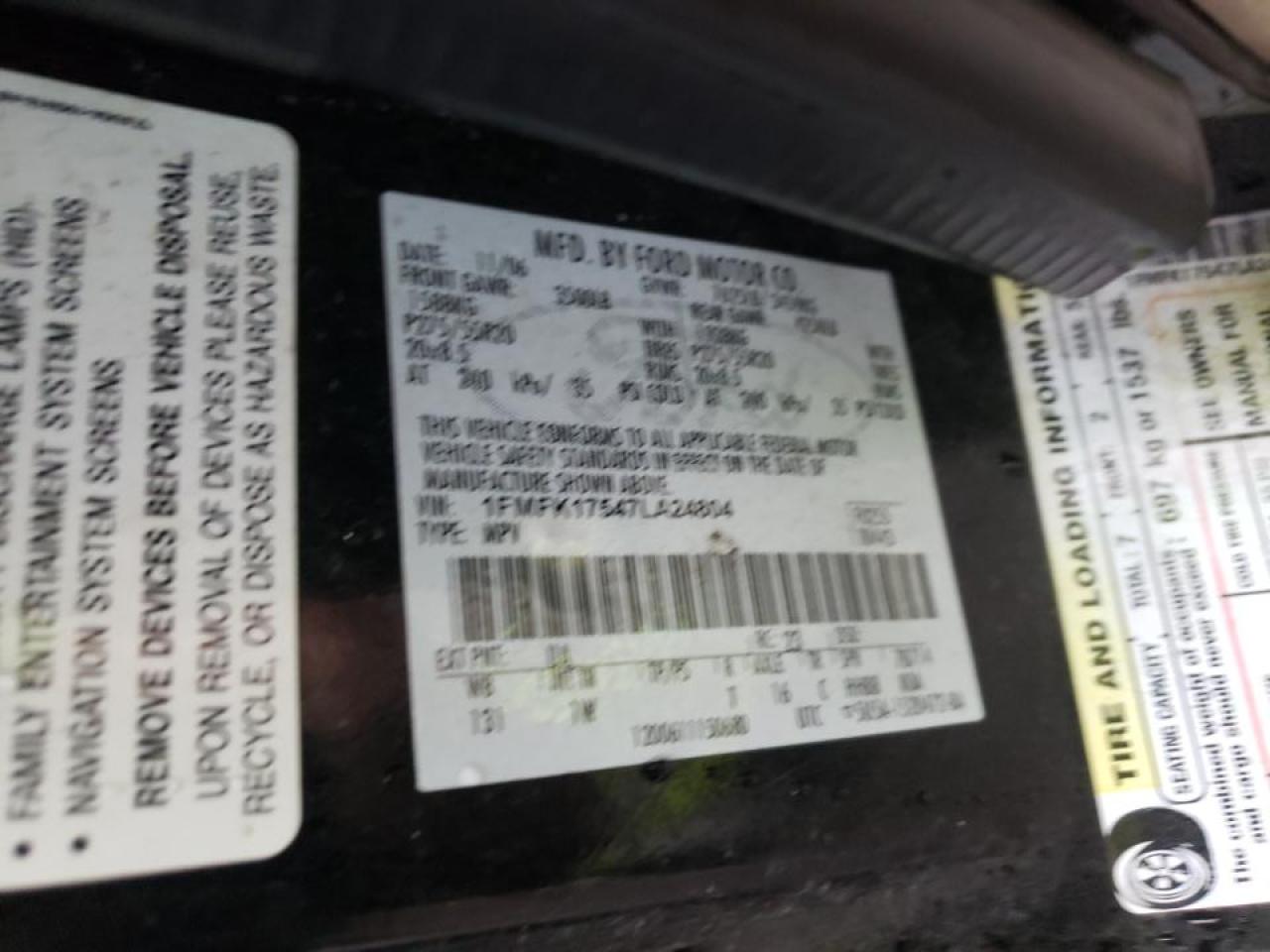 Photo 10 from auction – 2007 FORD EXPEDITION with VIN 1FMFK17547LA24804