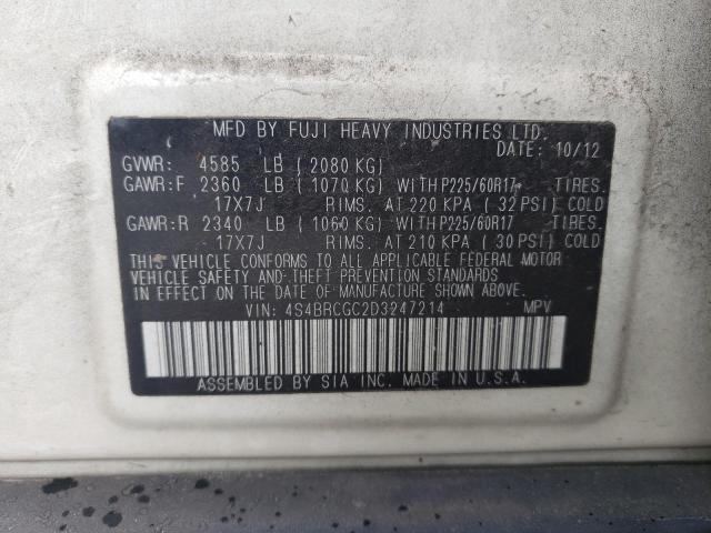 Photo 10 from auction – 2013 SUBARU OUTBACK 2. with VIN 4S4BRCGC2D3247214