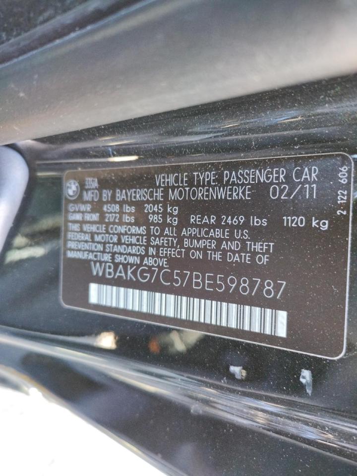 Photo 10 from auction – 2011 BMW 335 I with VIN WBAKG7C57BE598787