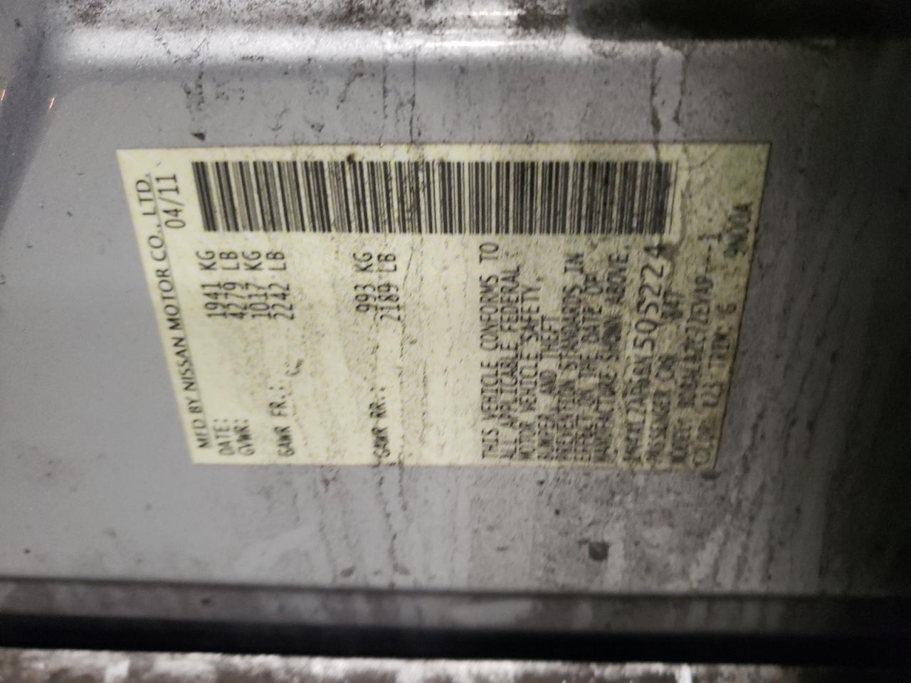 Photo 10 from auction – 2011 NISSAN ALTIMA BAS with VIN 1N4AL2AP5BN505224