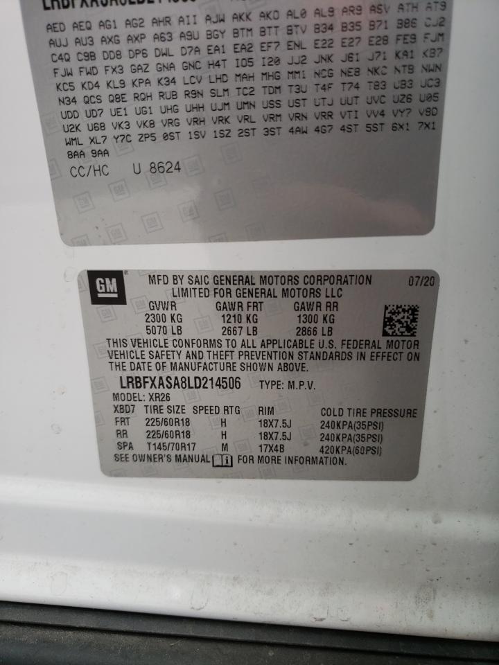 Photo 10 from auction – 2020 BUICK ENVISION with VIN LRBFXASA8LD214506