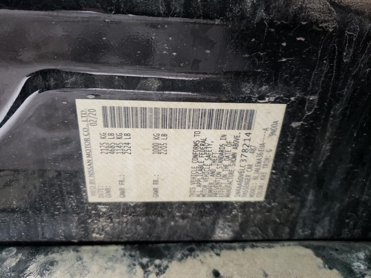 Photo 10 from auction – 2020 NISSAN MAXIMA SL with VIN 1N4AA6DV6LC378214